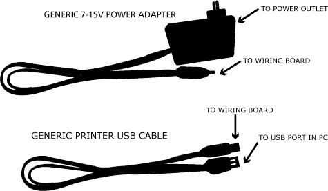USB cable and power adapter